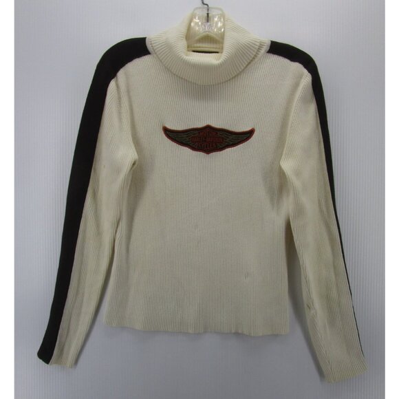VINTAGE Harley Davidson Sweater Medium Turtleneck Made In Japan Y2K* - Picture 1 of 14